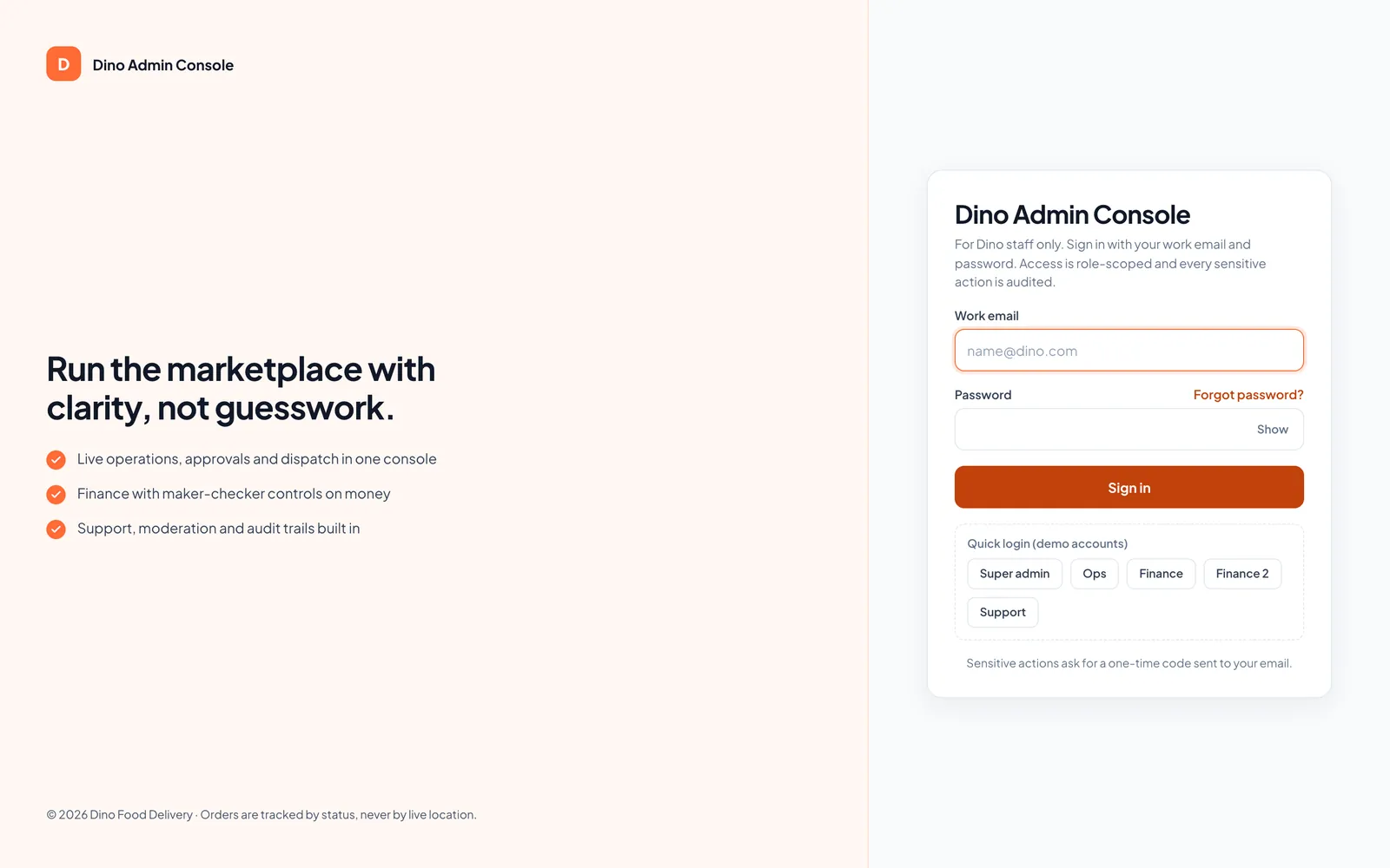 Admin console: Secure staff sign-in